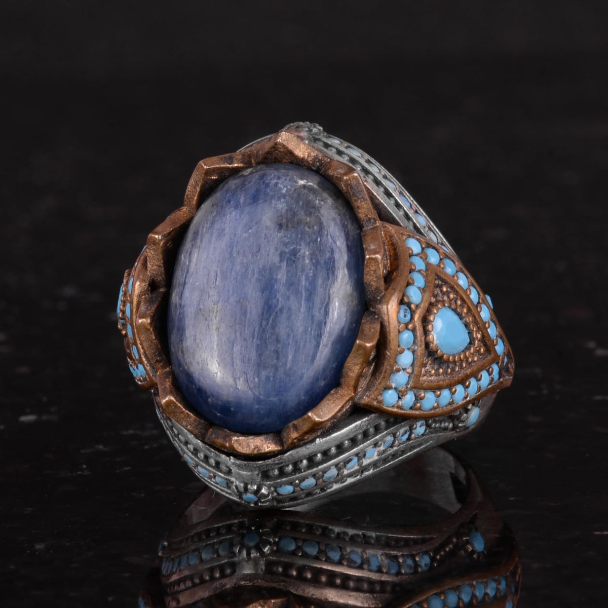 Natural Stone Ring - Handcrafted 925 Sterling Silver Ring (Kyanite) — 6