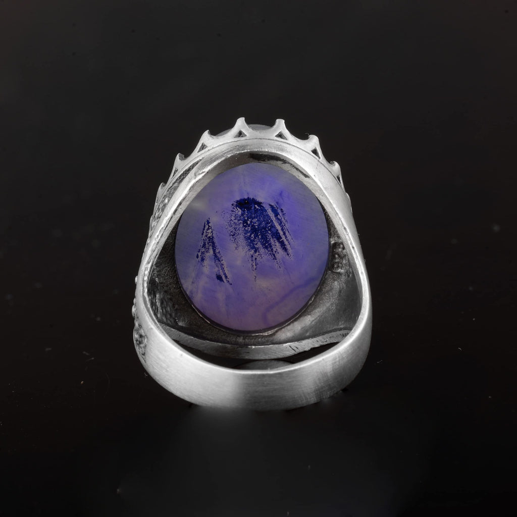 Silver Men's Ring Drusy Quartz Natural Stone — 7