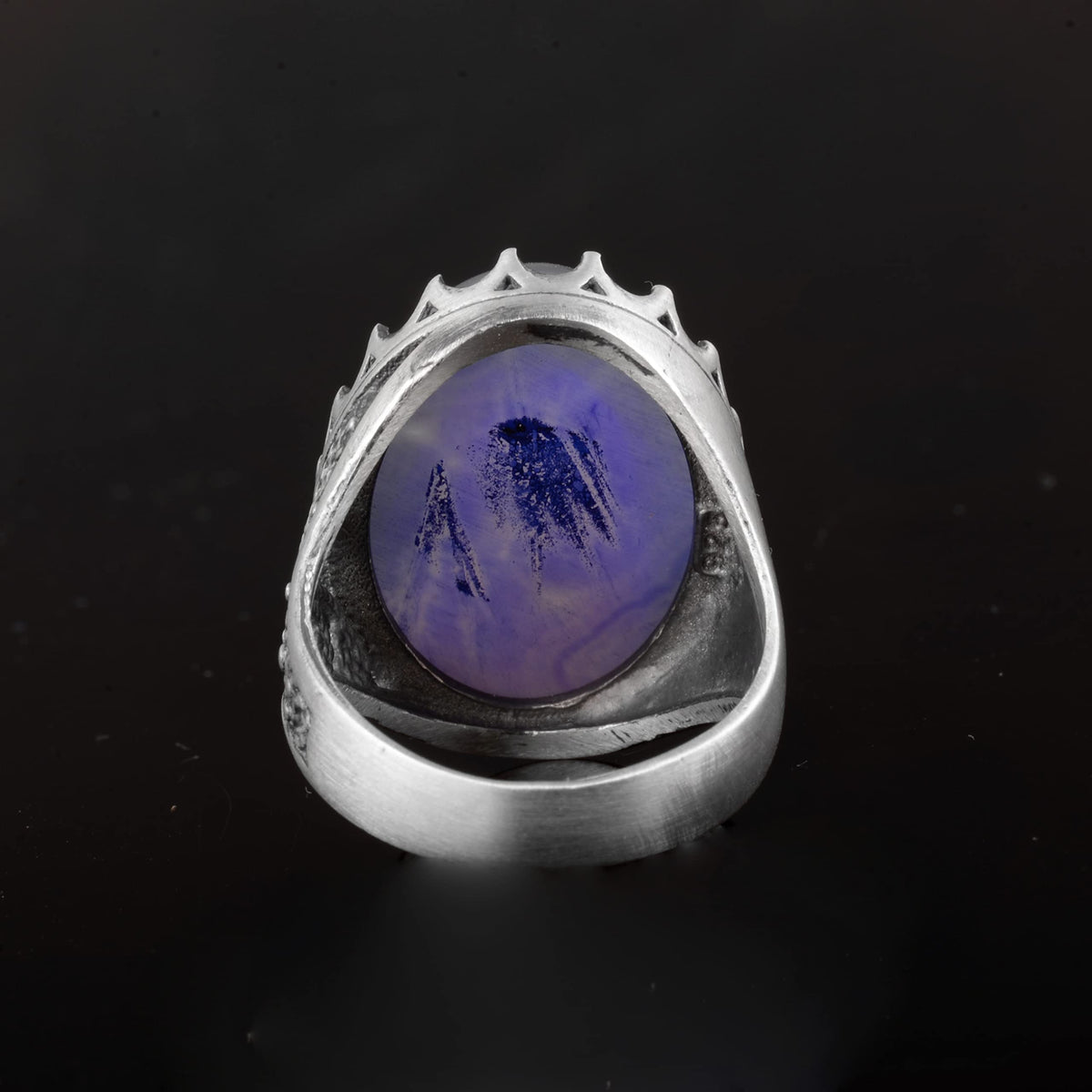 Silver Men's Ring Drusy Quartz Natural Stone — 7