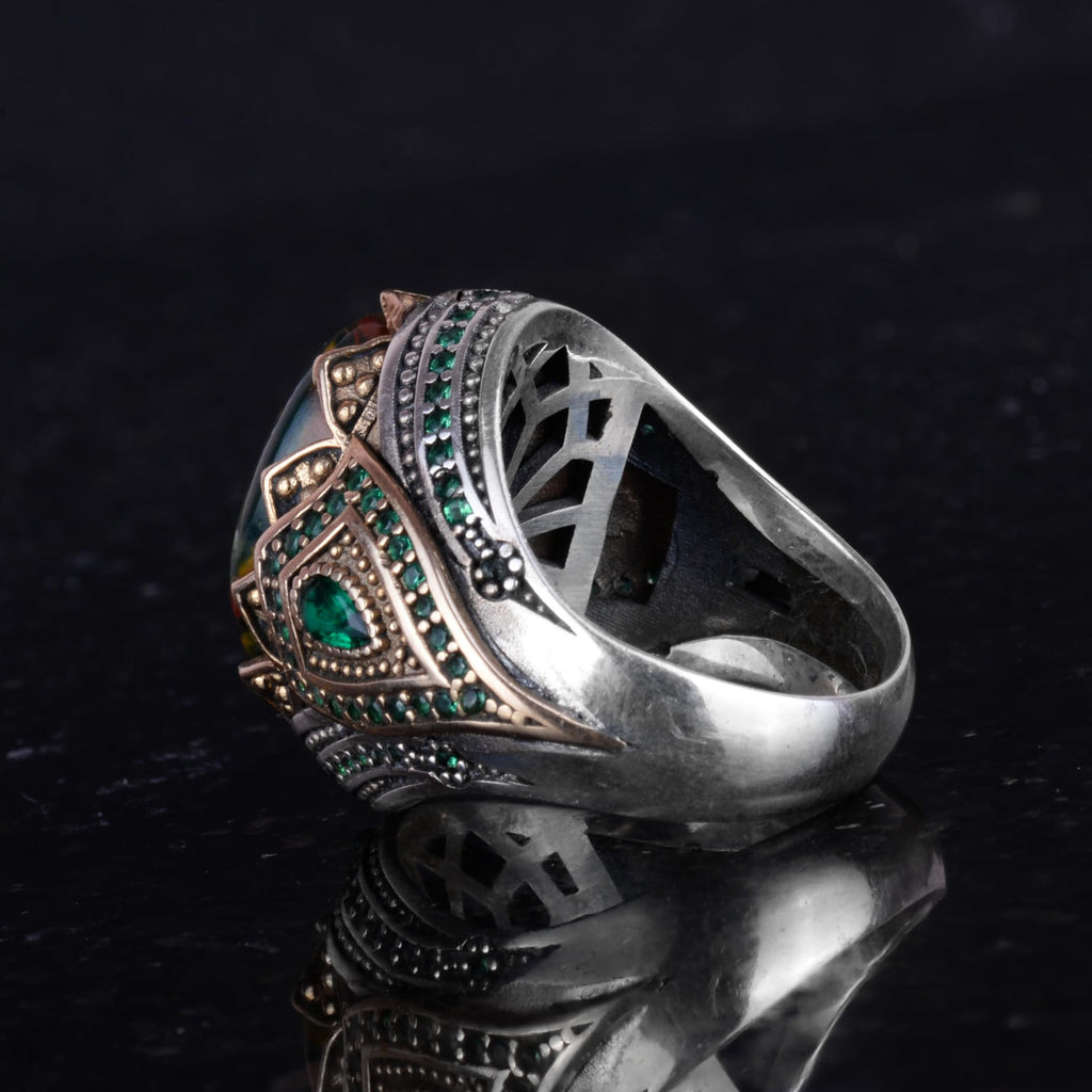 Natural Stone Handmade Ring - 925 Sterling Silver (Blood Stone) — 7