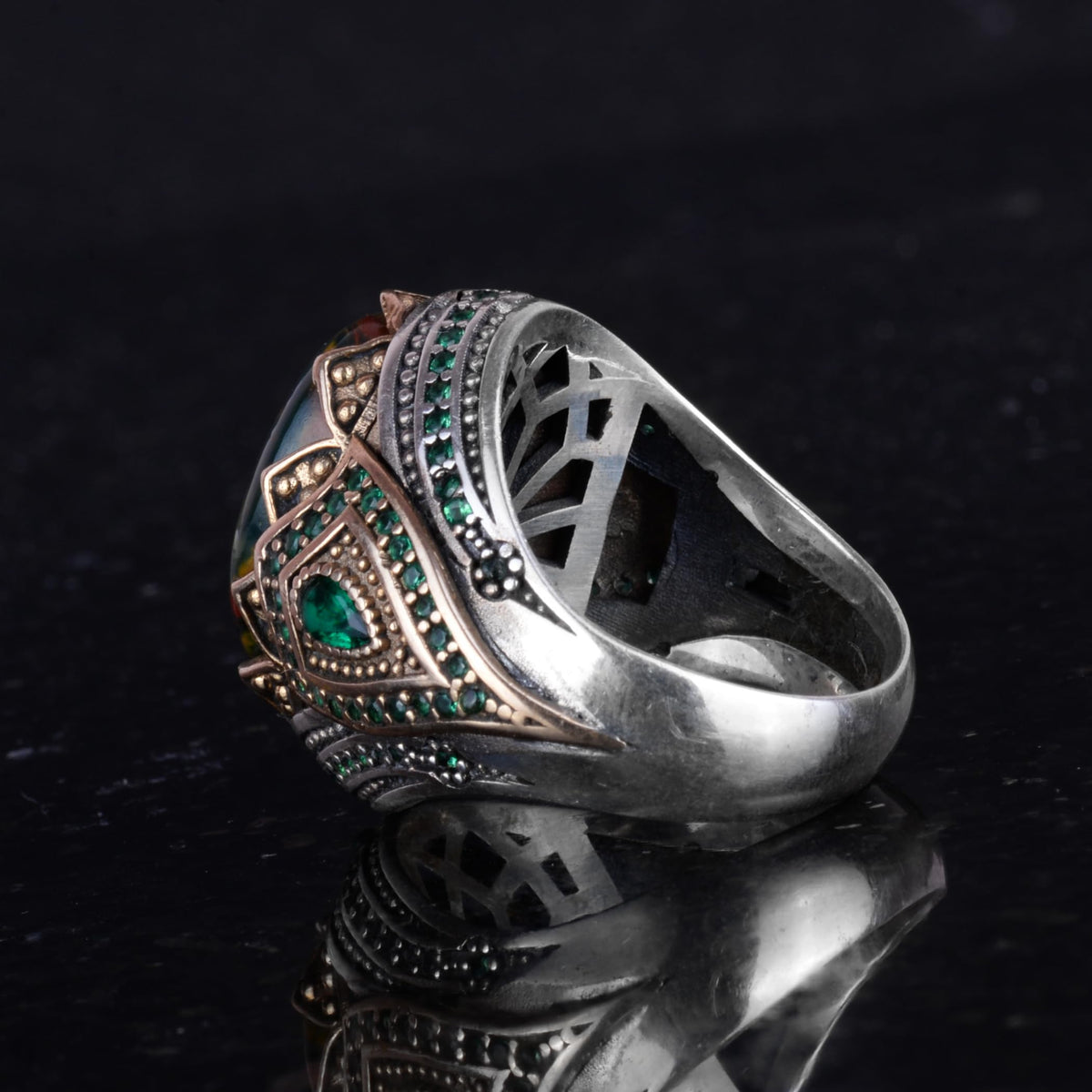 Natural Stone Handmade Ring - 925 Sterling Silver (Blood Stone) — 7