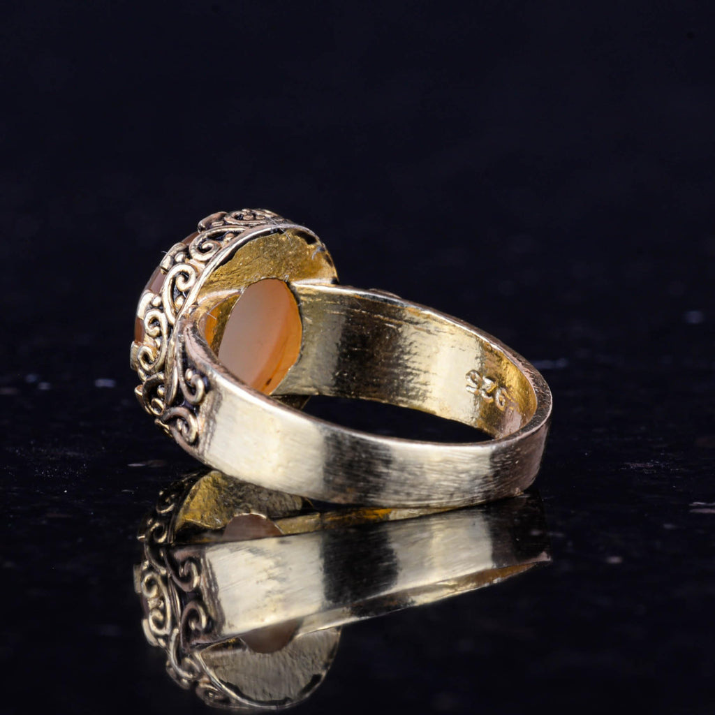 925 Sterling Silver, Natural Druzy Quartz Stone Handmade Women's Ring (Brown) — 6