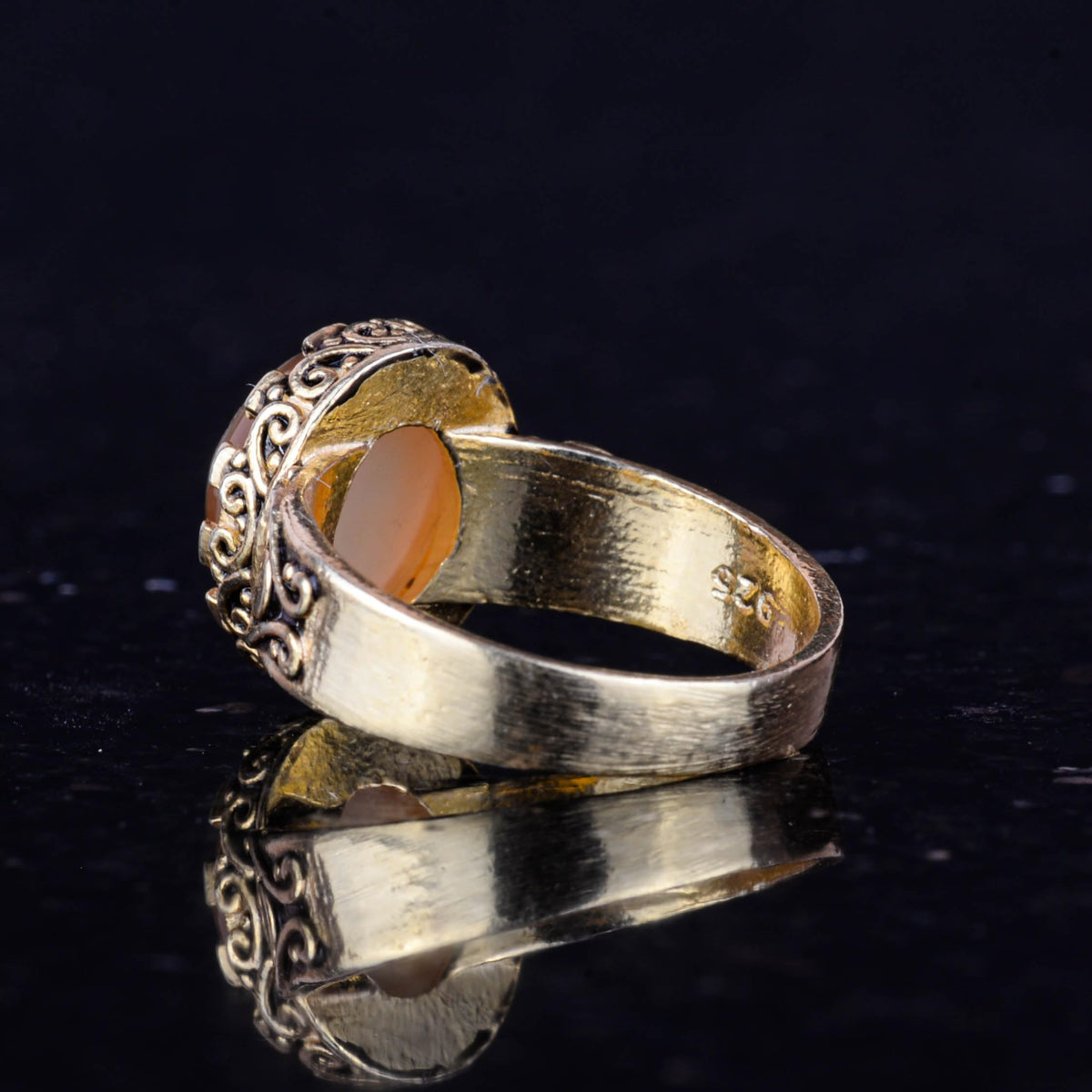 925 Sterling Silver, Natural Druzy Quartz Stone Handmade Women's Ring (Brown) — 6