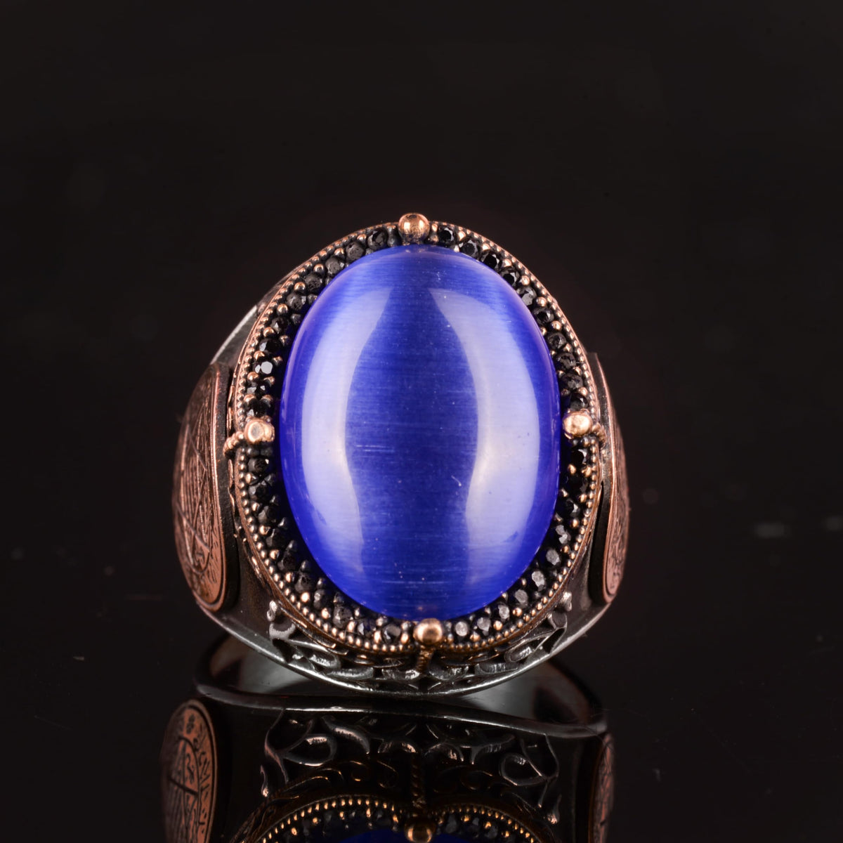Star David Silver Ring - Dark Blue Stone of Promise — 4