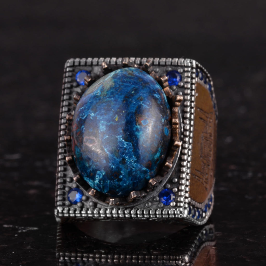 Natural Stone Ring - 925 Sterling Silver Islamic Ring - Handmade Calligraphy Ring — 6