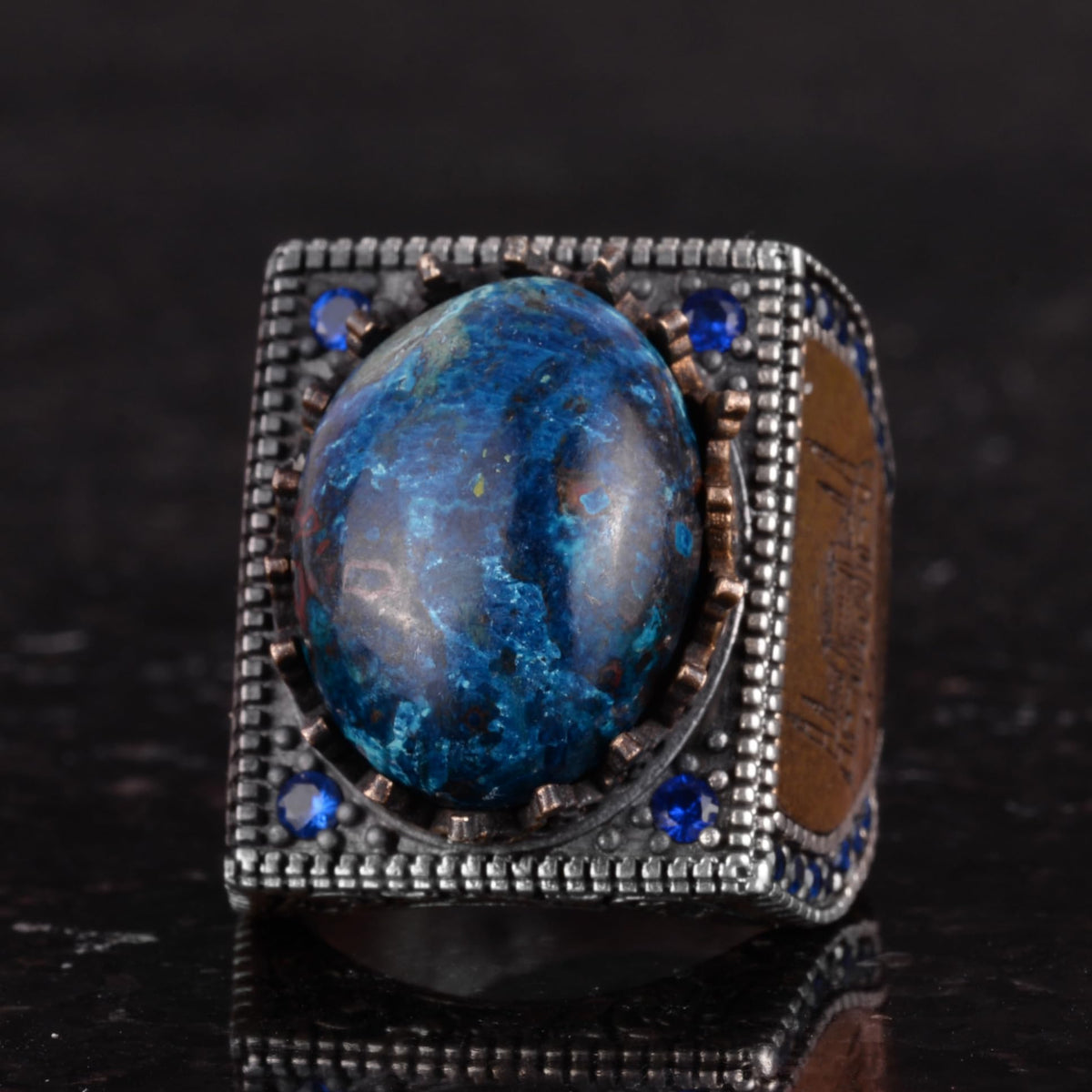 Natural Stone Ring - 925 Sterling Silver Islamic Ring - Handmade Calligraphy Ring — 6