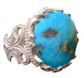 925 Sterling Silver Men's Ring with Natural Arizona Turquoise Stone - Handmade Raw Stone Design