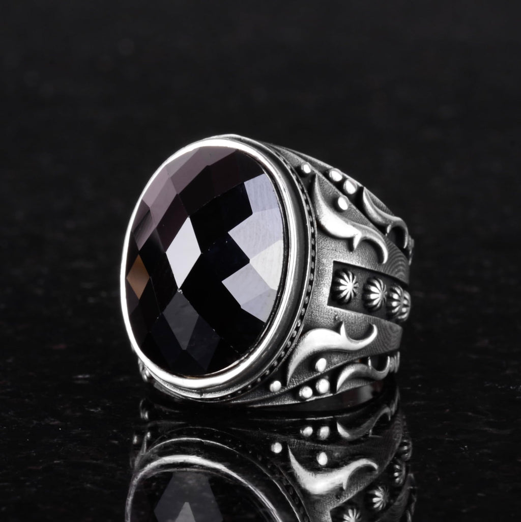 Artificial Stone Ring, 925 Sterling Silver Ring, Designer Silver Men's Ring (Artificial Onyx Stone) — 4