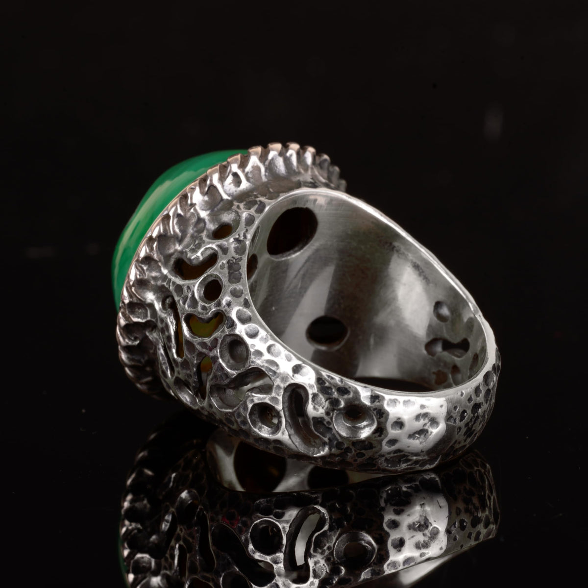 925 Sterling Silver Ring - Natural Druzy Quartz (Green) — 5