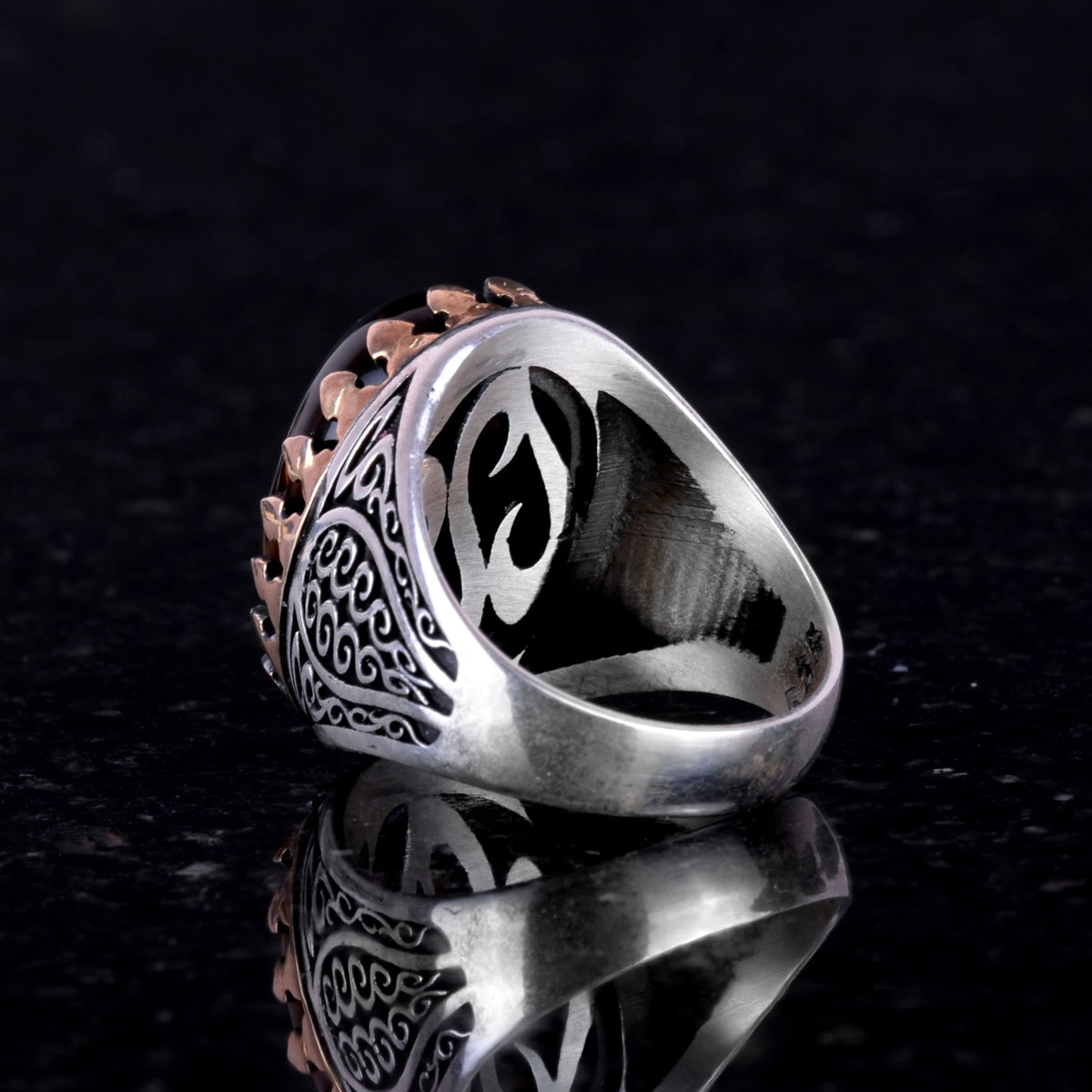 925 Sterling Silver Men's Ring - Handmade Elegance with Natural Stone (Tiger's Eye) — 7