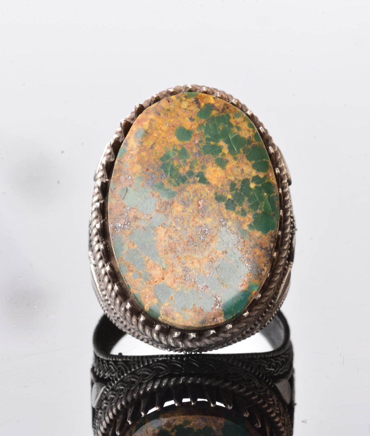Natural Arizona Turquoise Stone Ring, Ottoman Seal Ring, 925 Sterling Silver — 2