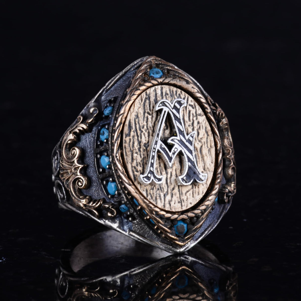 Silver Initial Ring — 4