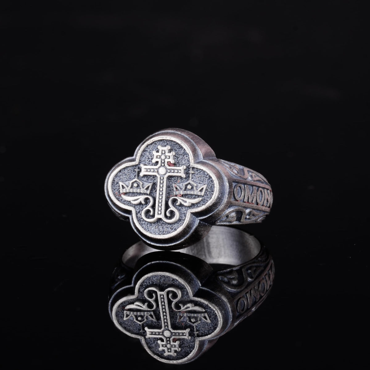 KAMBO 925 Sterling Silver Cross and Crown Ring – Handmade Religious Men's Ring – Christian Symbol Statement Jewelry — 5