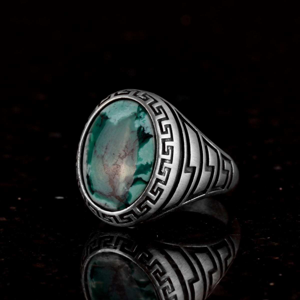 Natural Arizona Turquoise Stone Ring - 925 Sterling Silver — 5