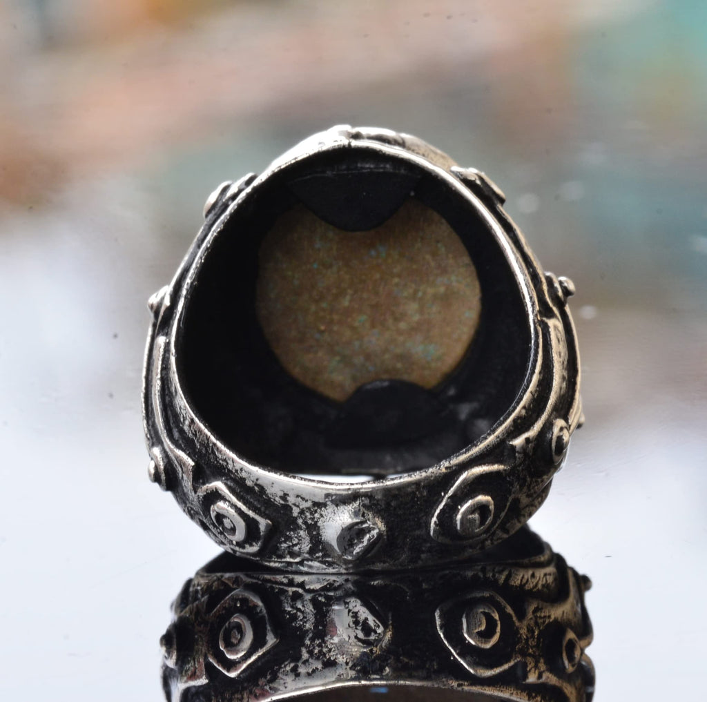 Handcrafted 925 Sterling Silver Men's Ring with Arabic Inscription, Intricate Religious Design, Unique Islamic Ring,