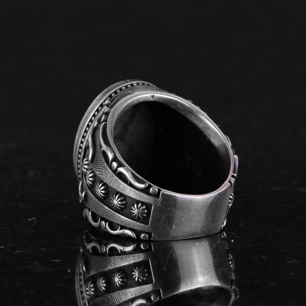 925 Sterling Silver Men's Ring - Natural Pyrite Stone Ring — 6
