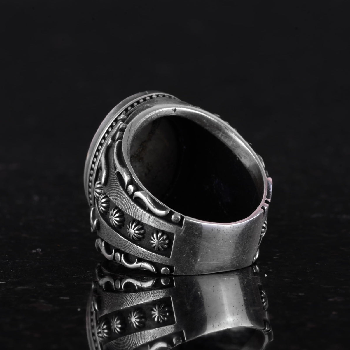 925 Sterling Silver Men's Ring - Natural Pyrite Stone Ring — 6