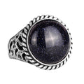 925 Sterling Silver Men's Ring - Handmade Artificial Blue Sunstone Ring - Modern Design