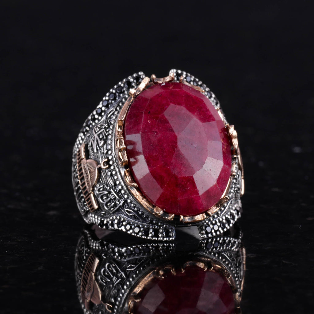 Natural Ruby Stone Silver Ring (Model-2) — 3