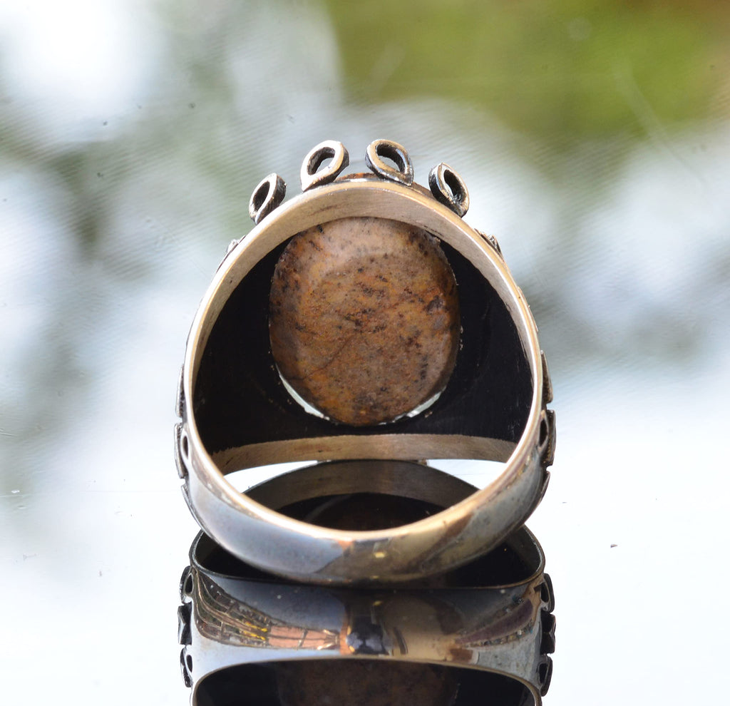 Real Arizona Turquoise Stone Ring - Silver Ring — 8
