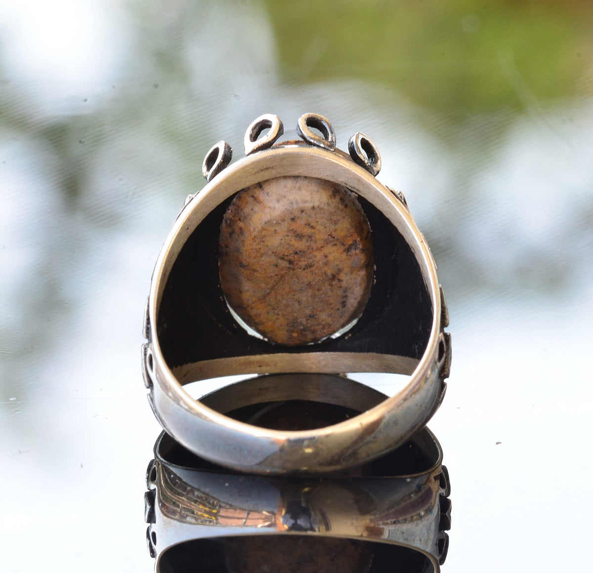 Real Arizona Turquoise Stone Ring - Silver Ring — 8