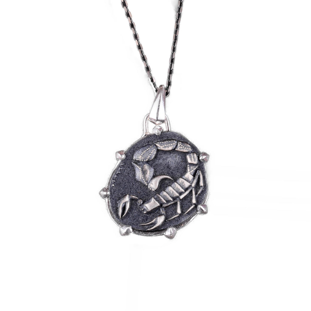 925 Sterling Silver Design Pendant - Zodiac Sign Necklace - Handmade Necklace (Scorpio)