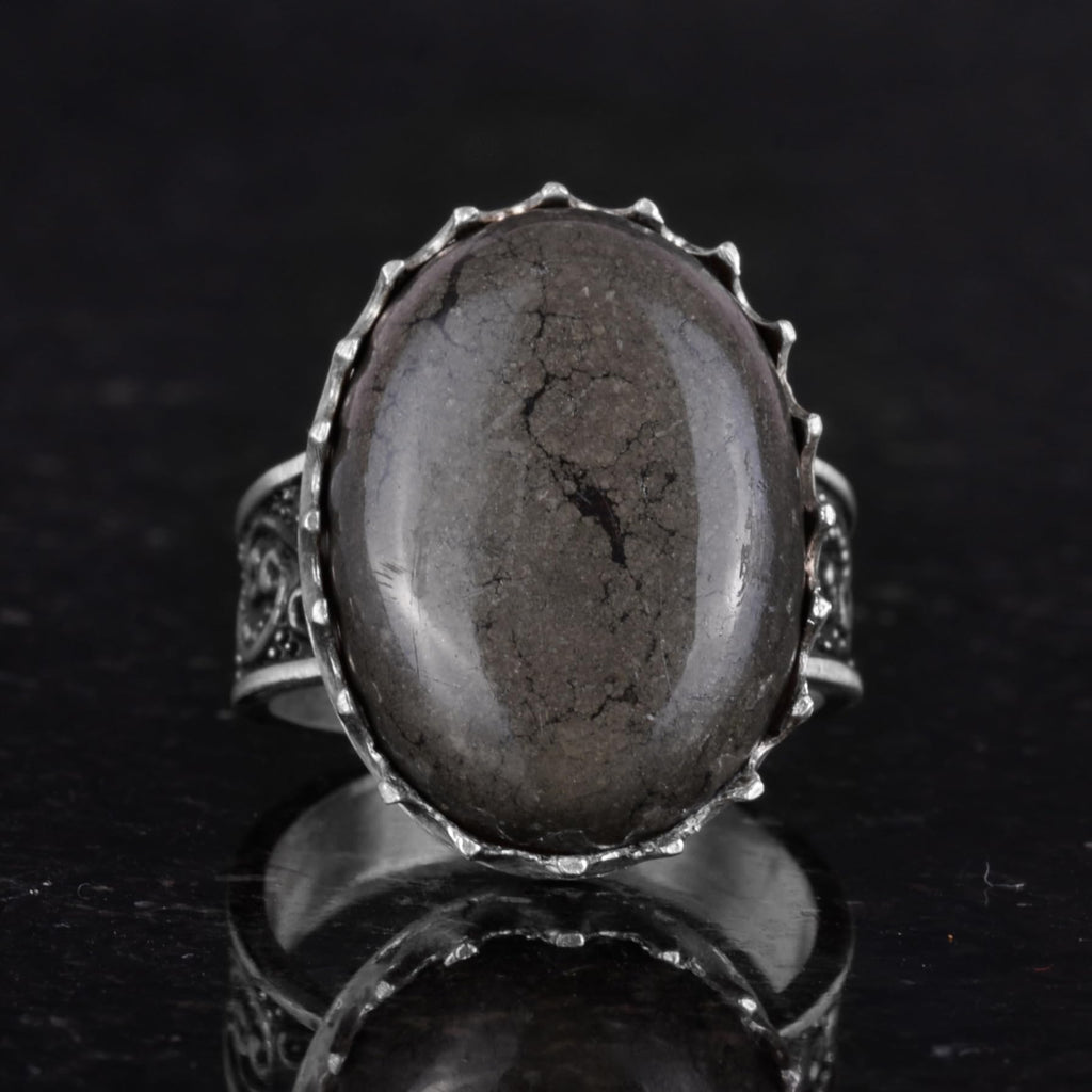 Natural Pyrite Stone Ring - 925 Sterling Silver Handmade Ring — 4