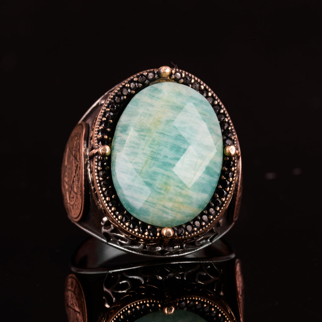 Natural Amazonite Stone Ring - 925 Sterling Silver Ring — 3