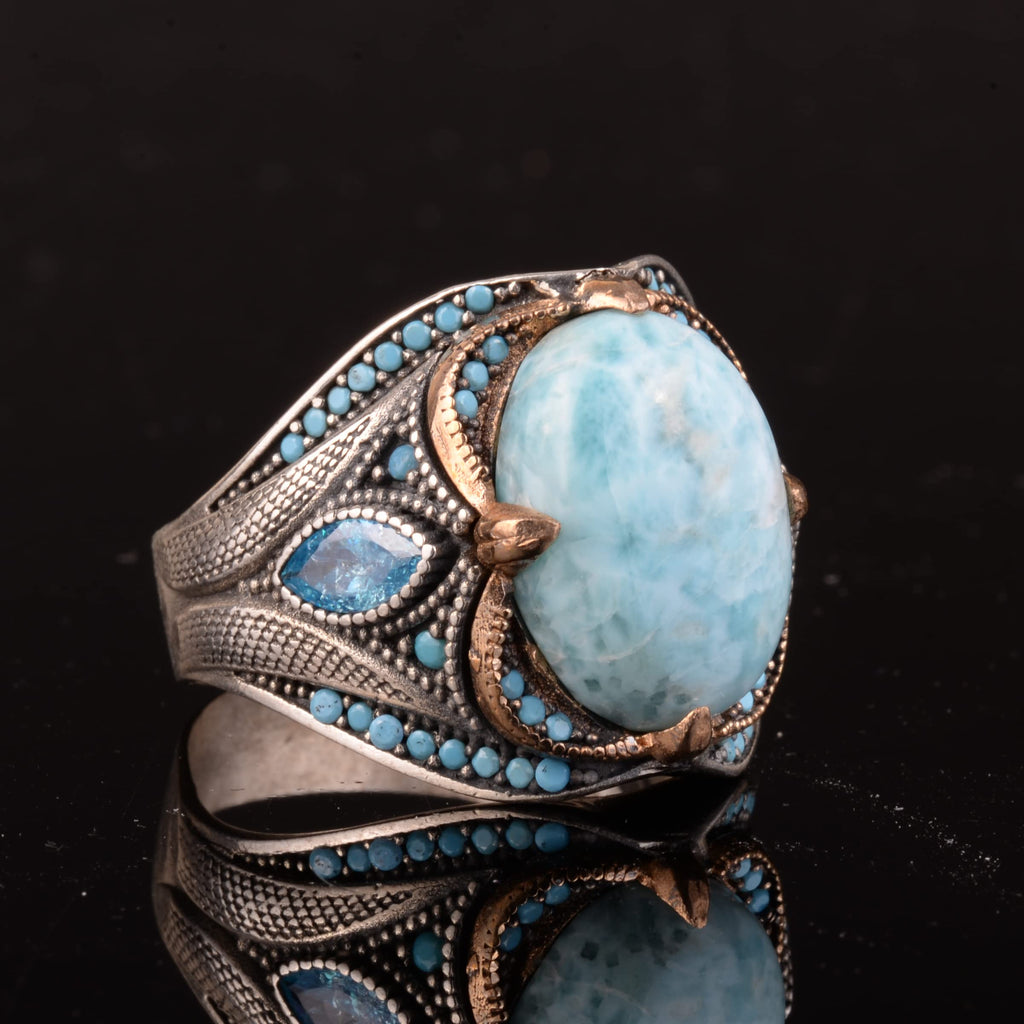 Real Larimar Natural Stone Ring — 4