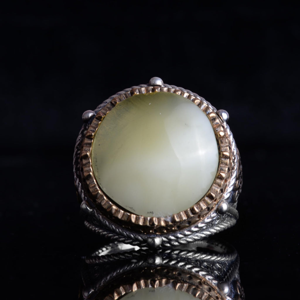 KAMBO Natural Amber Stone Men's Ring – 925 Sterling Silver Handmade Ring – Oval Amber Stone Vintage Men's Jewelry — 4