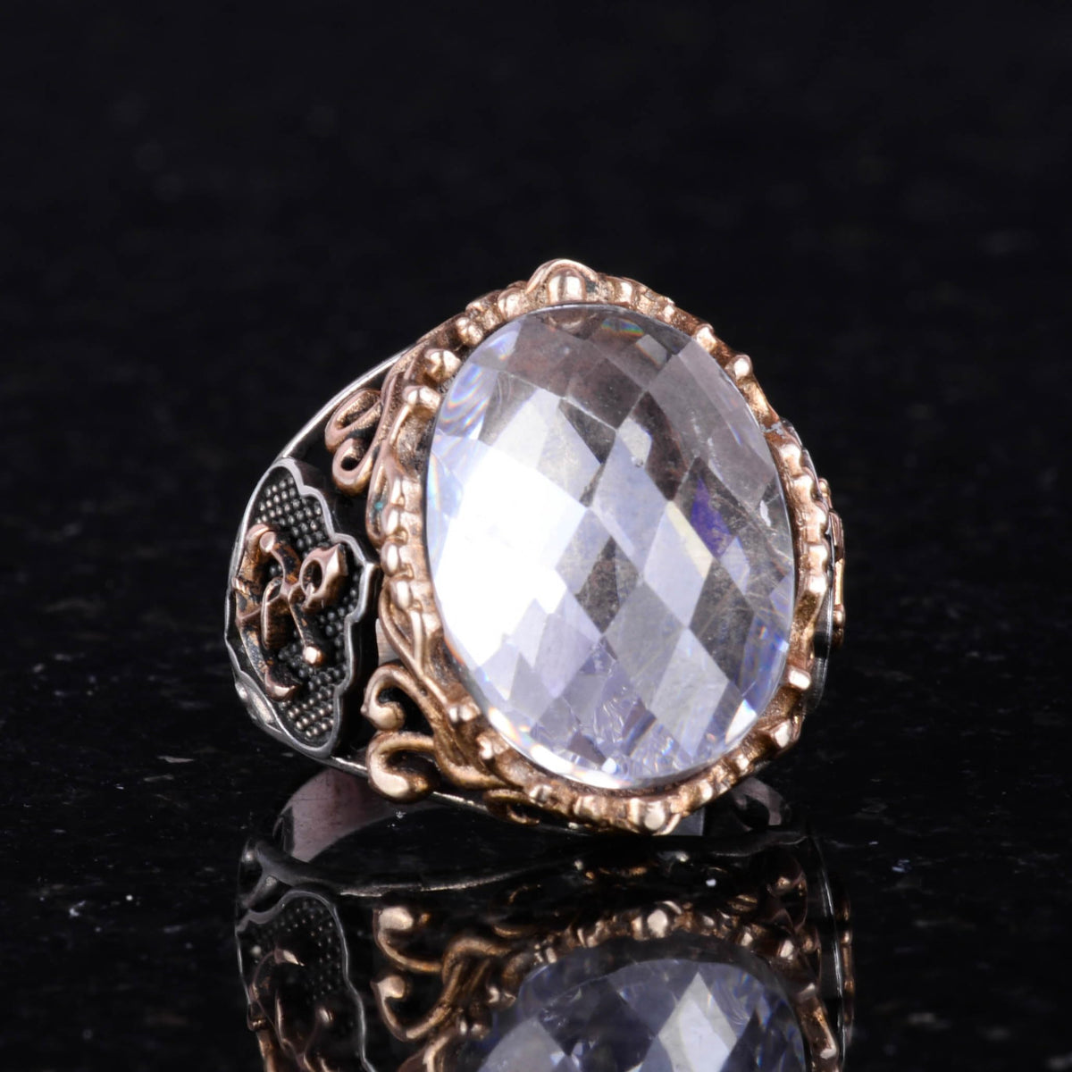 Crystal Stone Ring, 925 Sterling Silver Ring — 6