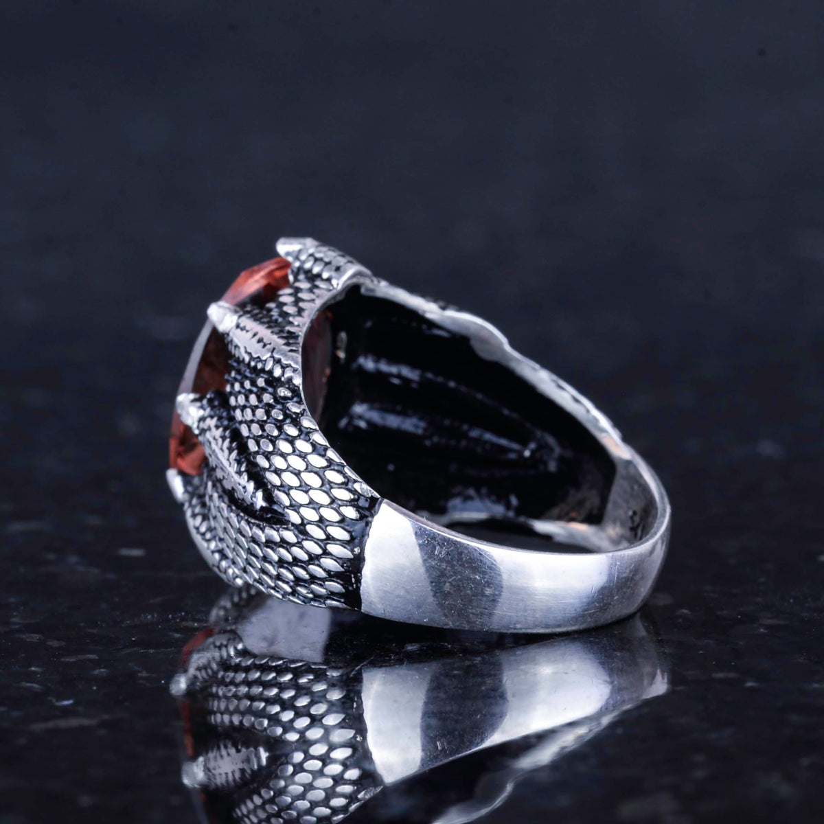 Silver Claw Ring - Handcrafted Sultanit Stone Ring — 7