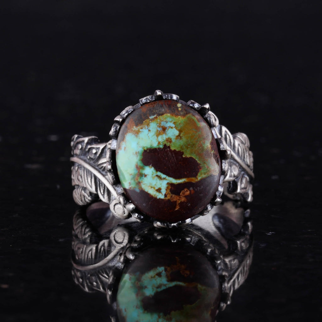 Natural Arizona Turquoise Stone Ring, 925 Sterling Silver Ring, Minimalist Handcrafted Ring (Model-7) — 4