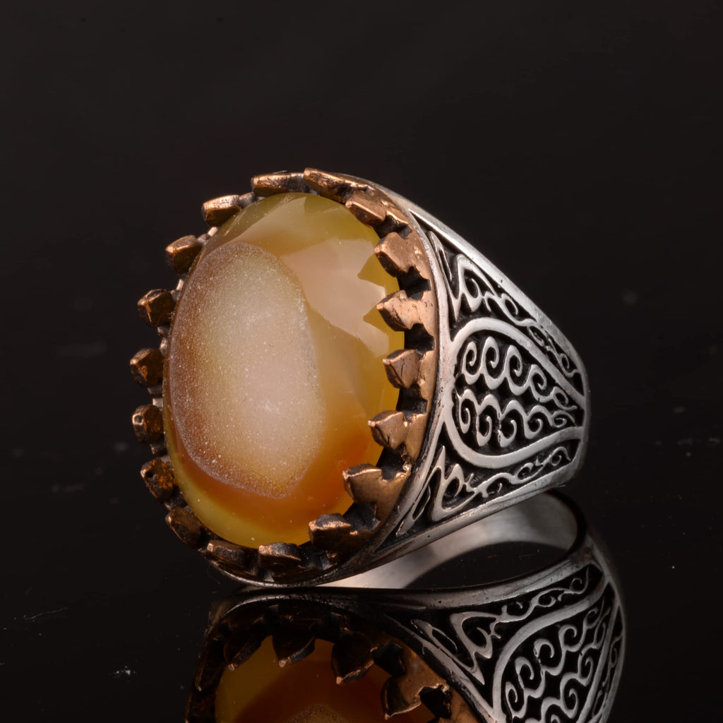 Silver Ring with Real Druzy Quartz Natural Stone — 4
