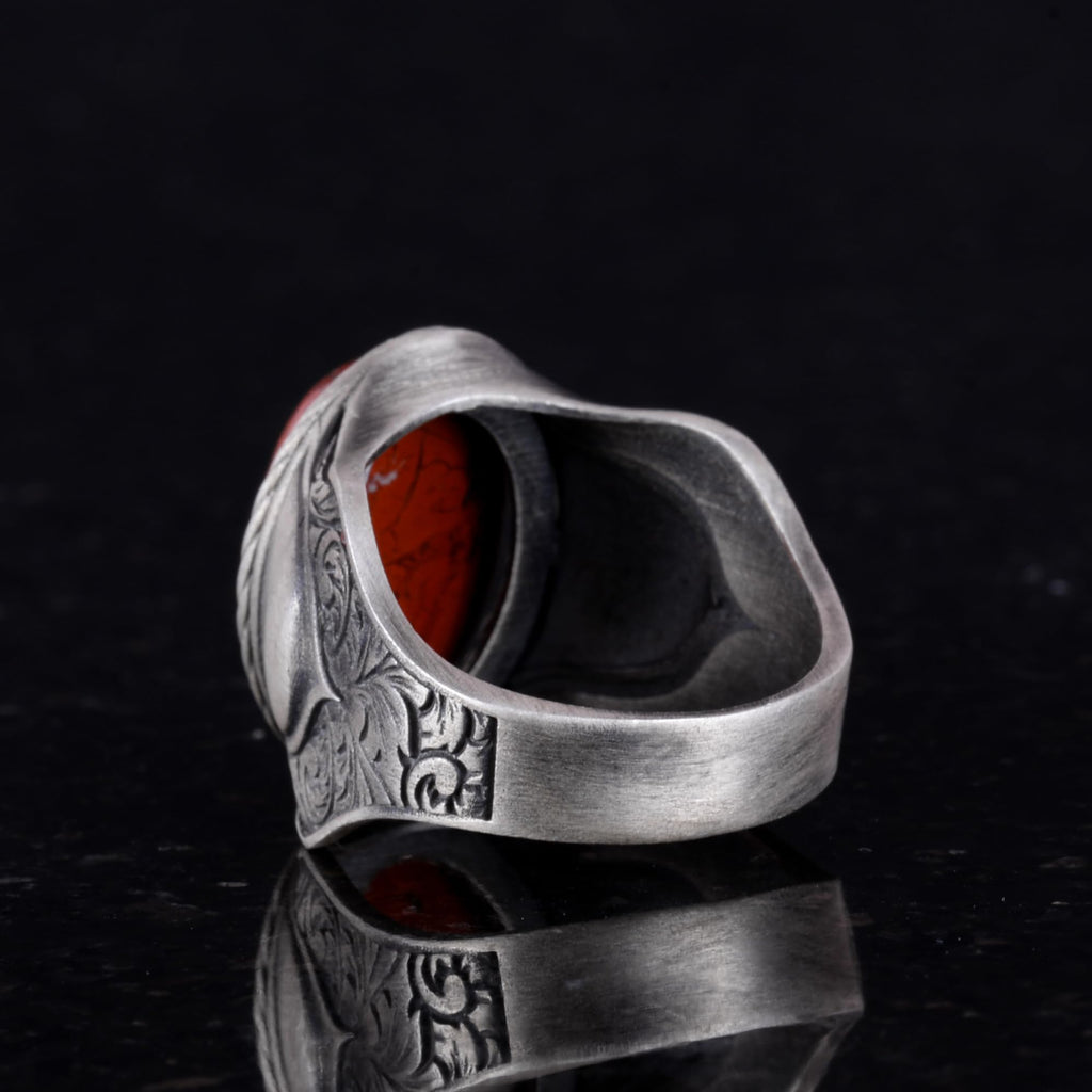 Natural Bloodstone Ring - 925 Sterling Silver Men's Ring — 7