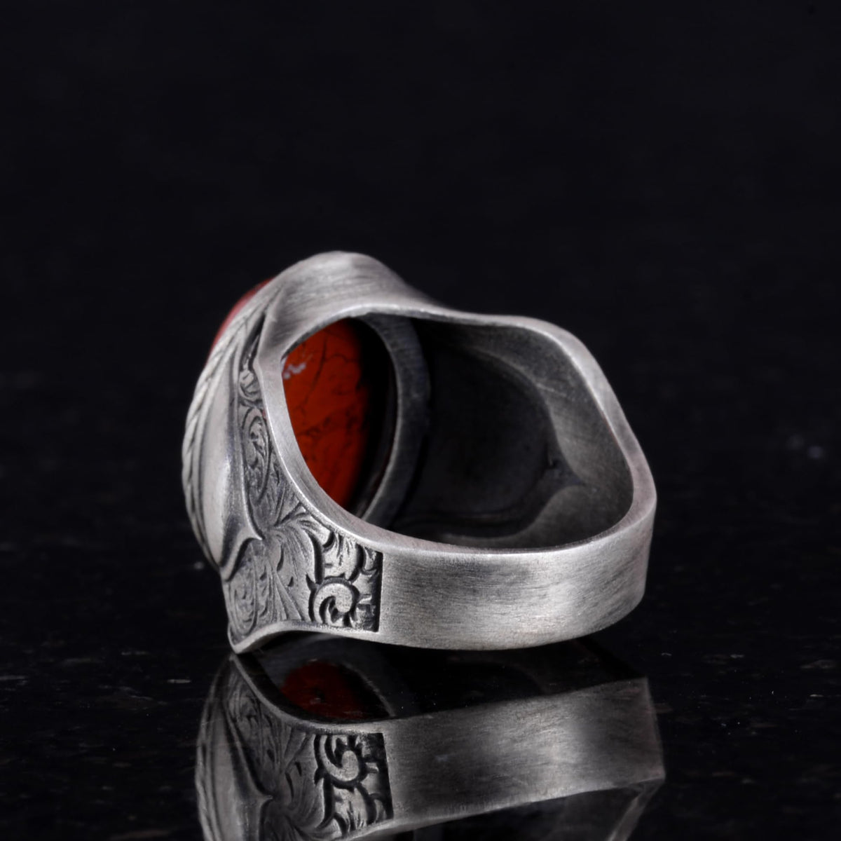 Natural Bloodstone Ring - 925 Sterling Silver Men's Ring — 7