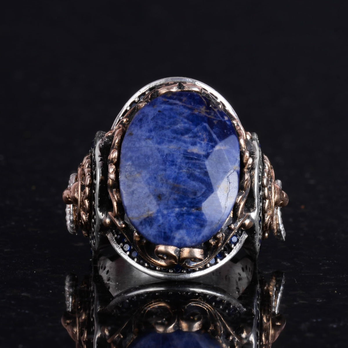Leo Silver Ring, Natural Sodalite Stone Ring, 925 Sterling Silver Ring — 4