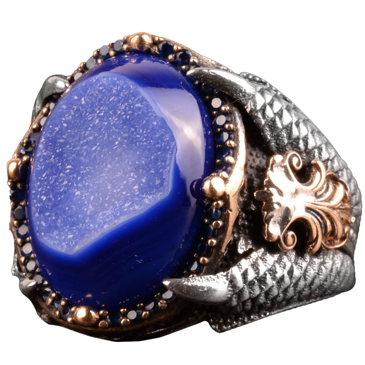 925 Sterling Silver Ring with Natural Druzy Quartz