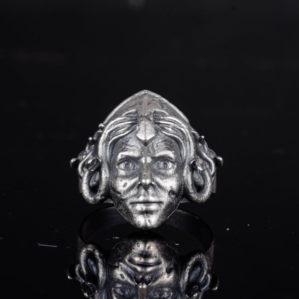 KAMBO 925 Sterling Silver Medusa Head Men's Ring – Handmade Mythological Gothic Ring (Silver) — 4