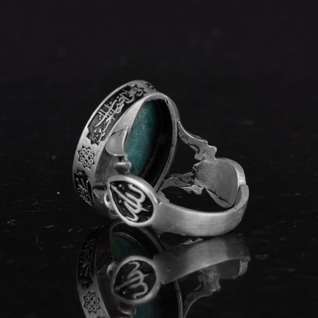Real Natural Chrysocolla Stone Ring - Handcrafted 925 Sterling Silver - Symbol of Wisdom, Protection, and Spirituality — 7