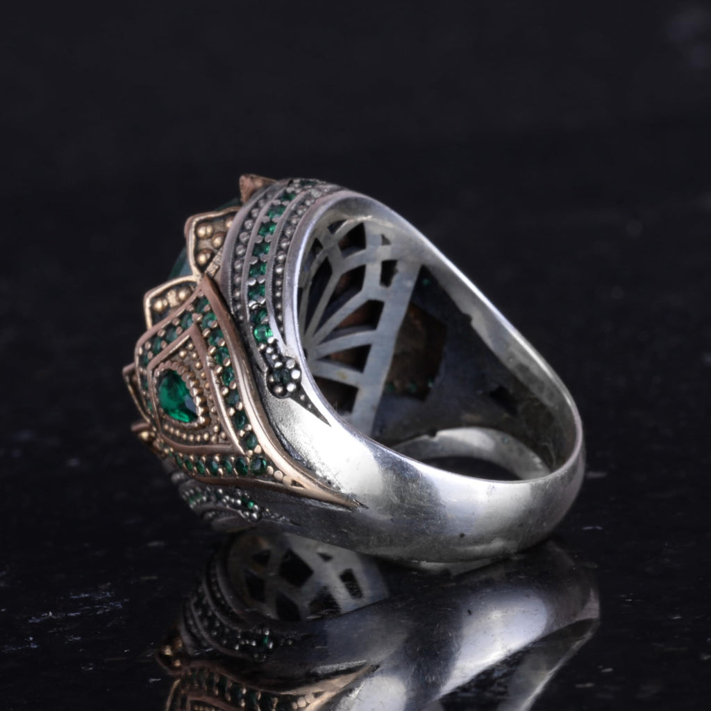 Natural Stone Handmade Ring - 925 Sterling Silver (Emerald) — 7