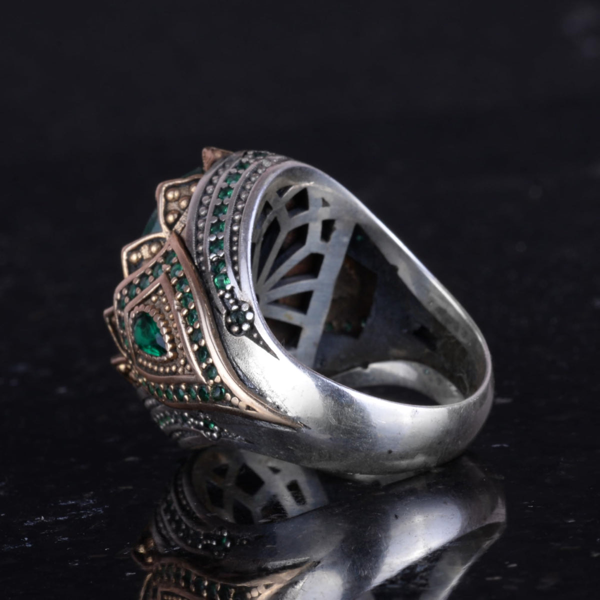 Natural Stone Handmade Ring - 925 Sterling Silver (Emerald) — 7