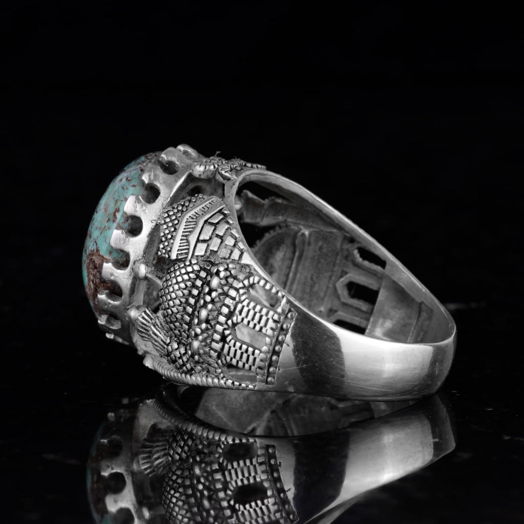 Natural Arizona Turquoise Stone Ring, 925 Sterling Silver Ring (Model-2) — 7
