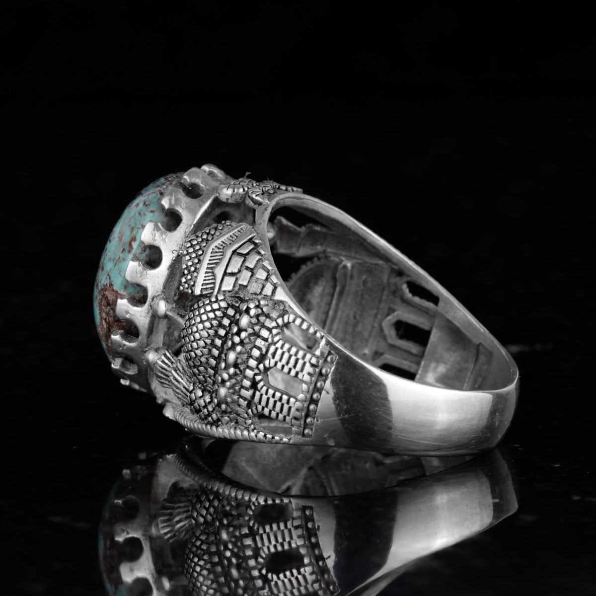 Natural Arizona Turquoise Stone Ring, 925 Sterling Silver Ring (Model-2) — 7