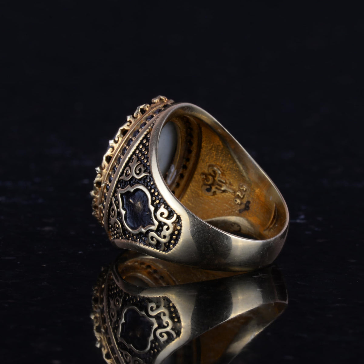 Crown Ring - 925 Sterling Silver Gold Plated Men's Ring — 7