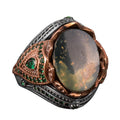 Natural Arizona Turquoise Stone Ring - 925 Sterling Silver Men's Ring (Model-2)