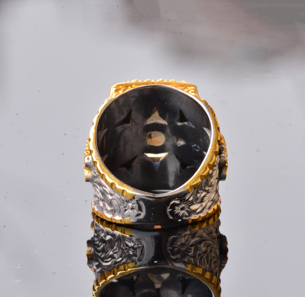 Handmade Sultanit Stone Gold Plated Silver Men's Ring - Symbol of Transformation and Mystery — 8