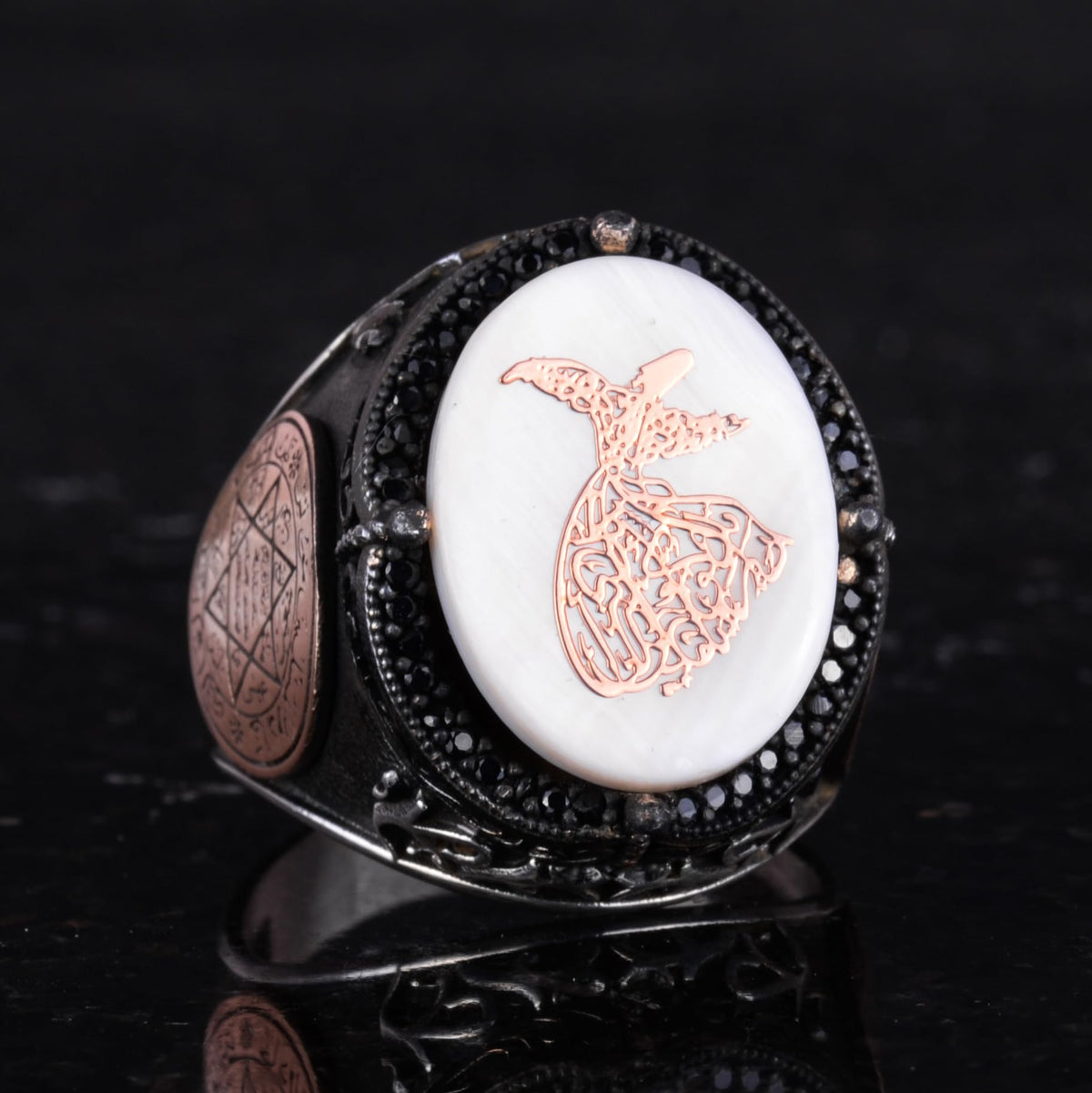 Patterned Handmade Ring - 925 Sterling Silver Men's Ring - Star of David Jewelry — 5