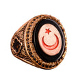 Crescent Star Turkish Men's Ring, Moon and Star Silver Ring, 925 Sterling Silver