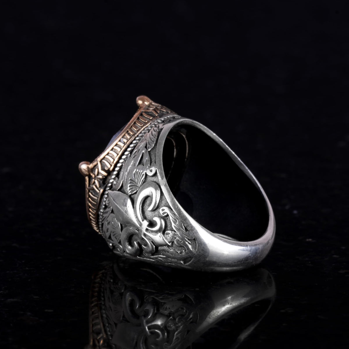925 Sterling Silver Handmade Men's Ring - Available with Various Natural Stones (Blue Sapphire) — 5